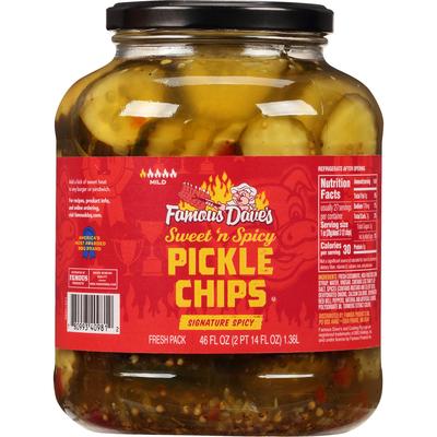 FAMOUS DAVES S&S PICKLE CHIPS 46OZ