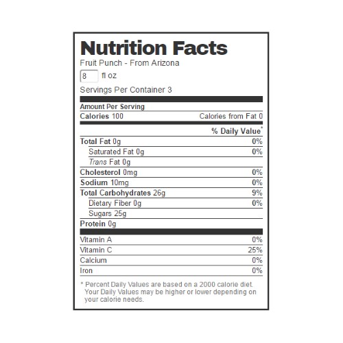 [613008722050] Arizona fruit punch 11.5oz