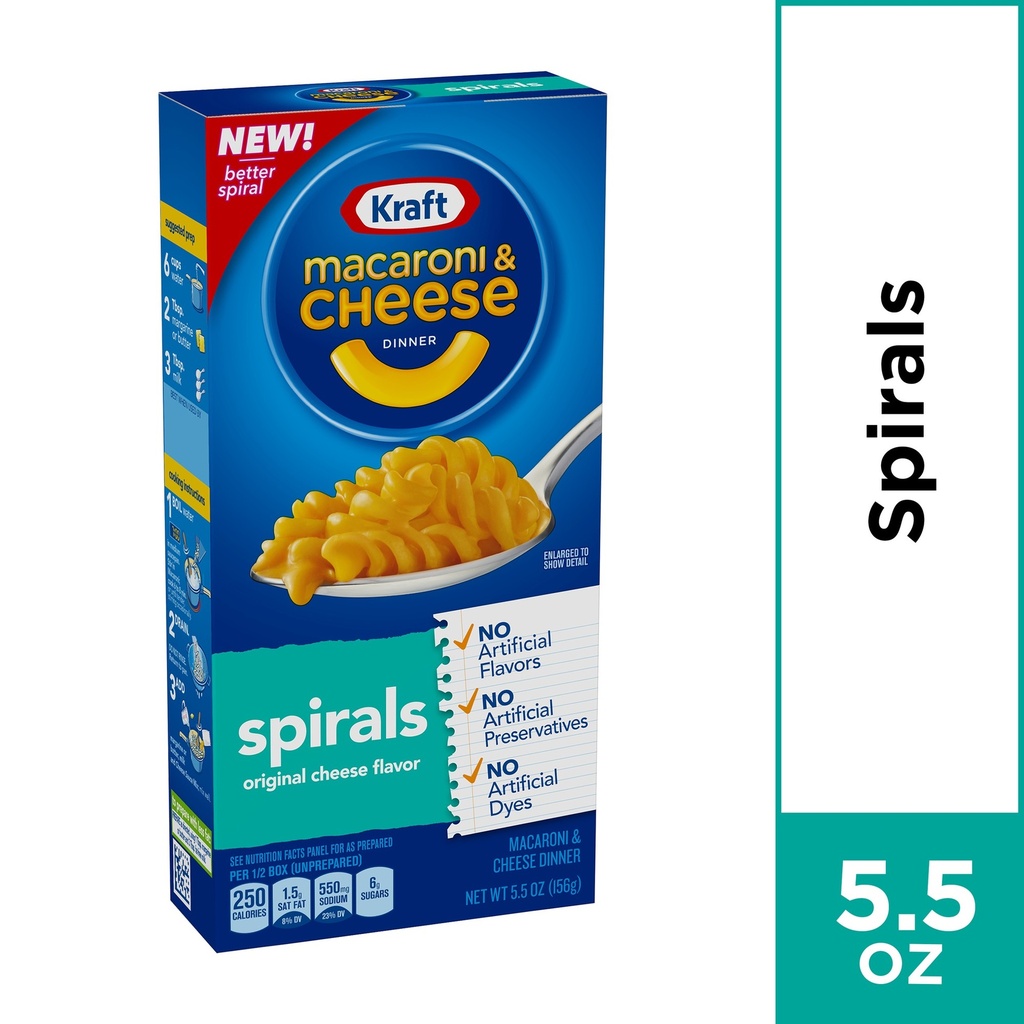 [021000658978] KRAFT MAC & CHEESE SPIRALS 5.5OZ