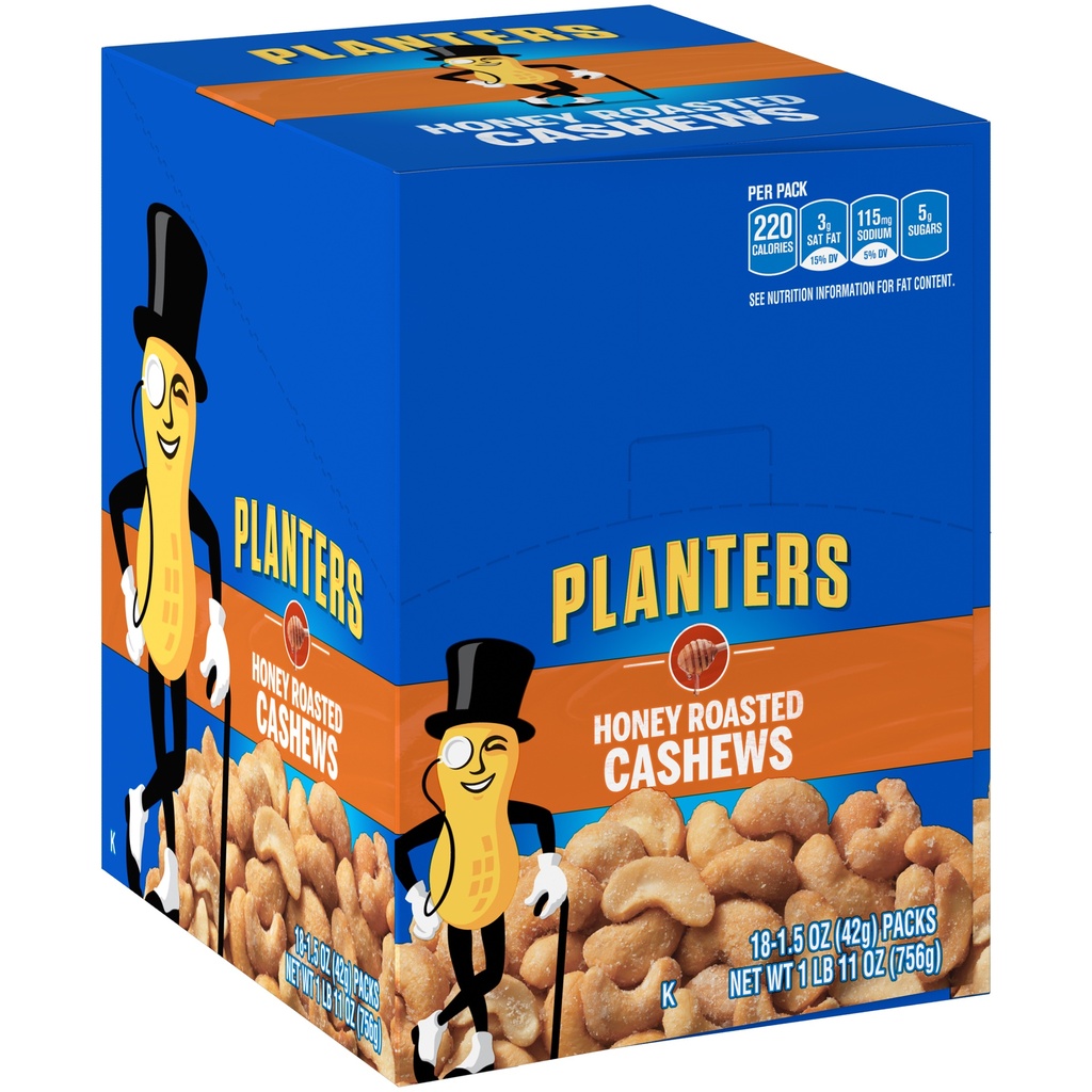 PLANTERS HONEY ROASTED CASHEWS 1.5OZ