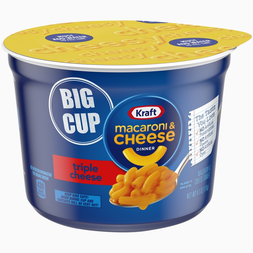 KRAFT EASY MAC CUPS TRIPLE CHEESE 4.1OZ