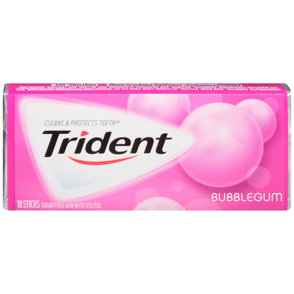 TRIDENT BUBBLE GUM 18-12-12CT
