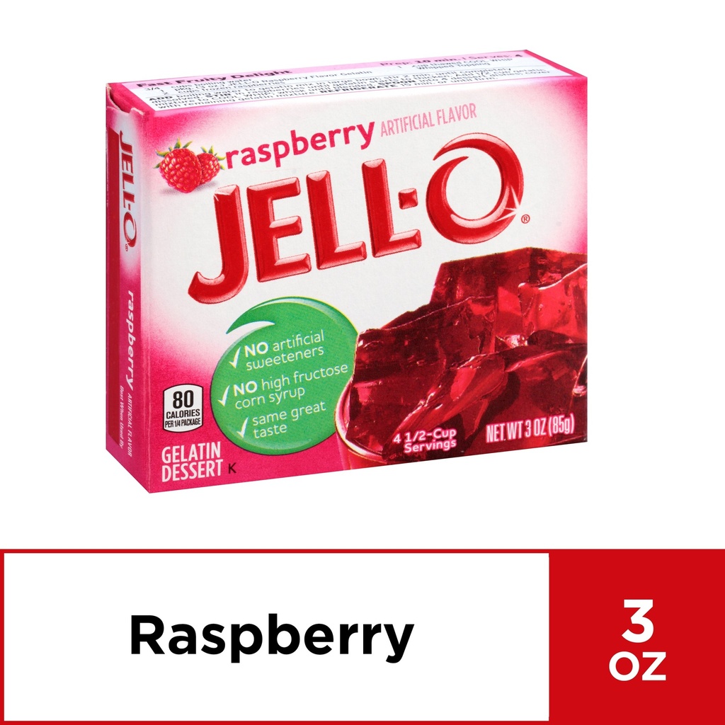 JELL-O RASPBERRY GELATIN DESSERT 3OZ