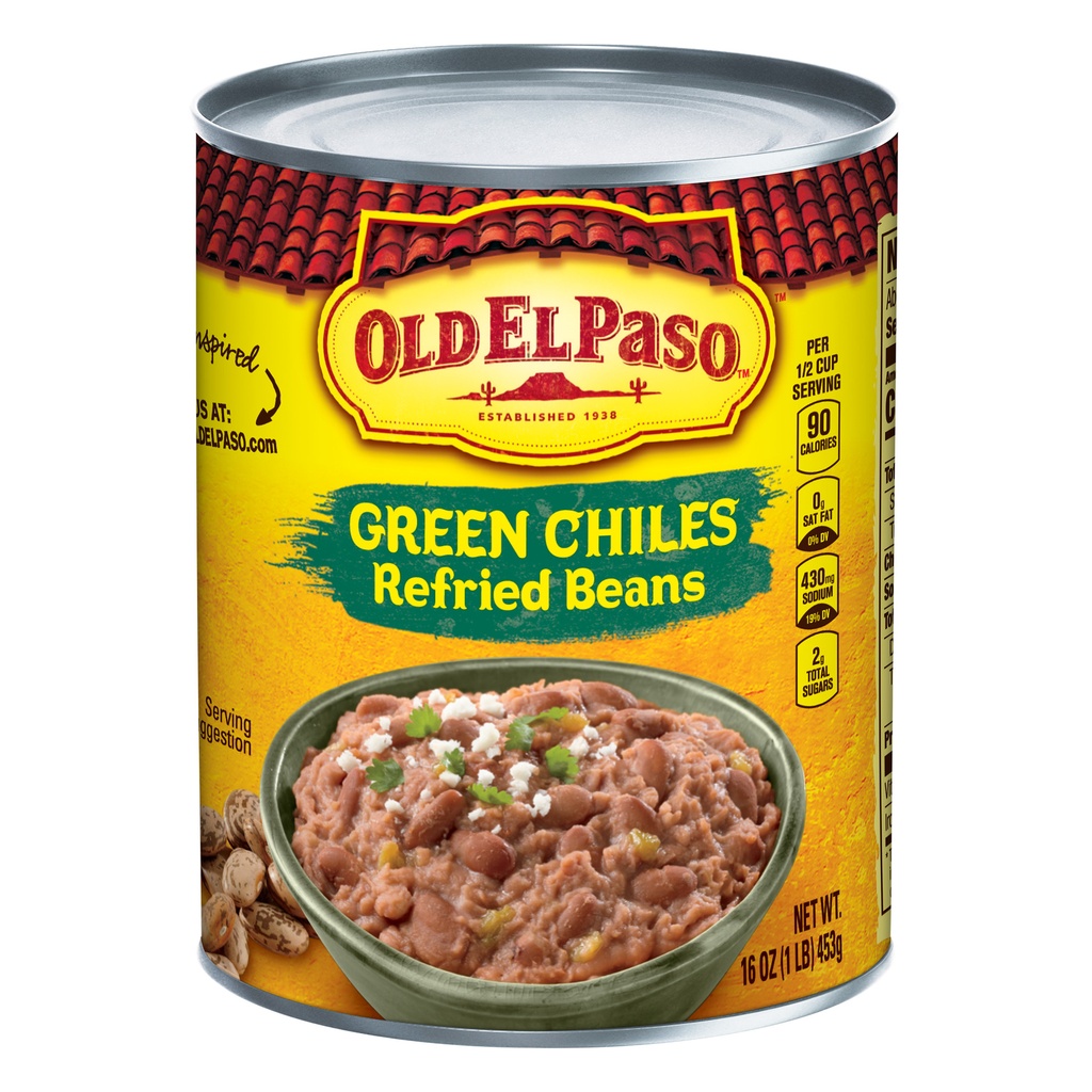 OLD EL PASO PREFRIED BEANS GREEN CHILES