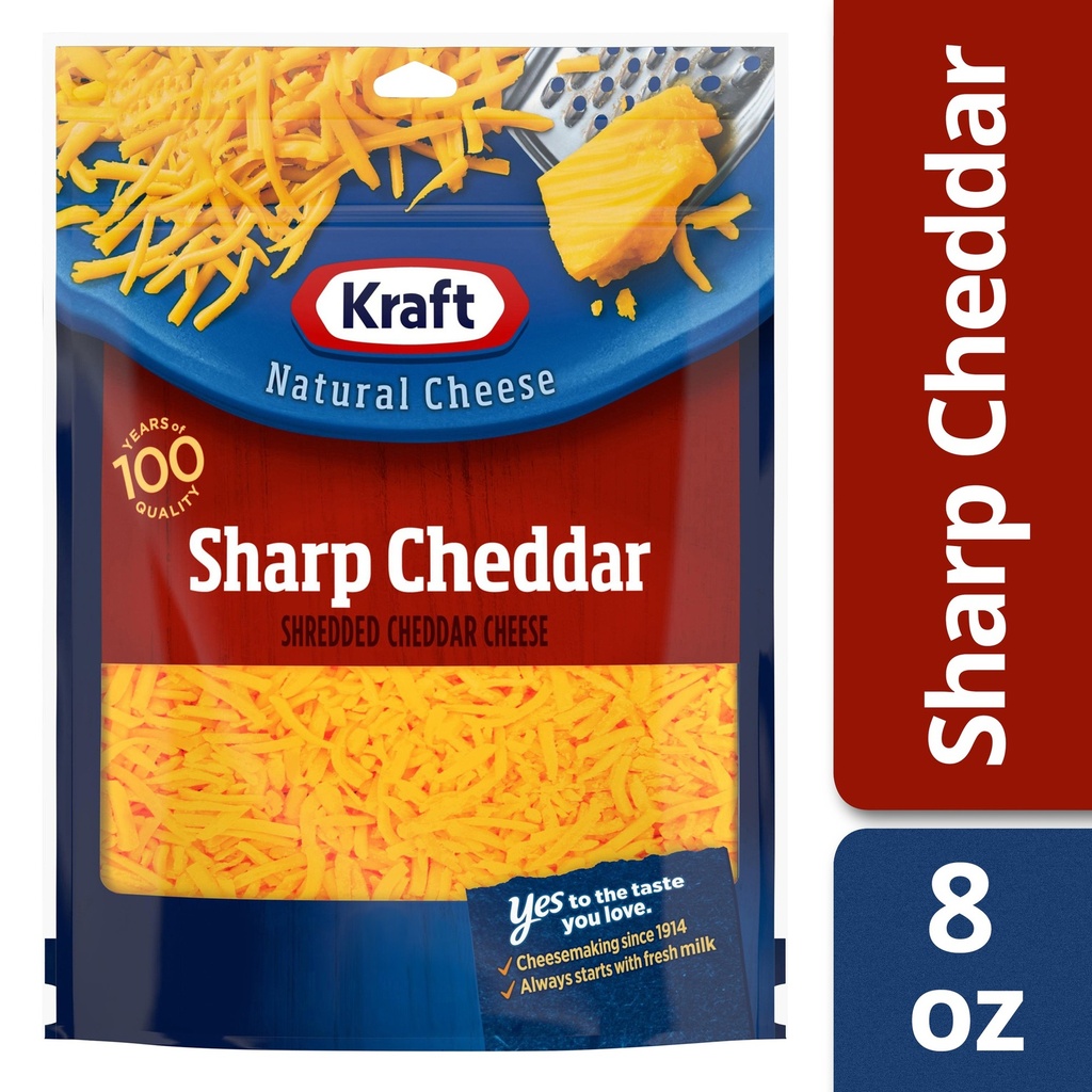 KRAFT SHREDDED SHARP CHEDDAR CHEESE 8OZ