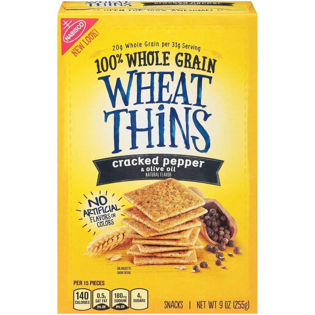 WHEAT THINS CRACKED PEPPER AND OLIVE OIL 9oz