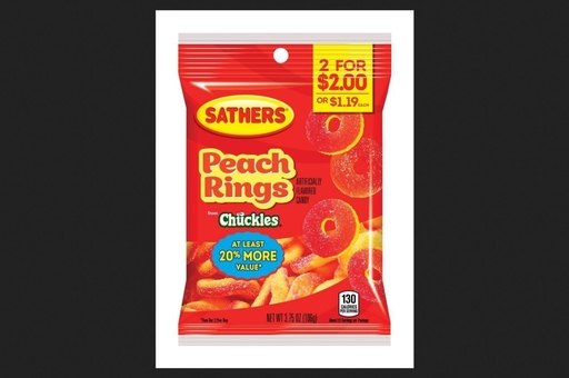 SATHERS PEACH RINGS 3.75oz