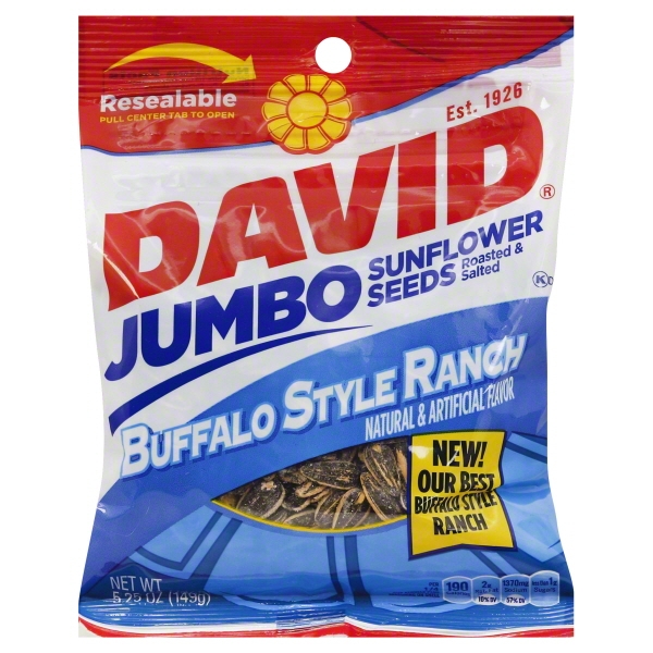 [026200238937] DAVID BUFFALO STYLE RANCH SUNFLOWER SEEDS 5.25oz