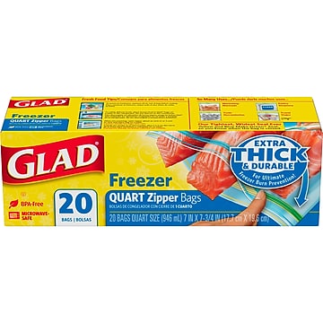 GLAD ZIPLOCK QUART FREEZER 20ct