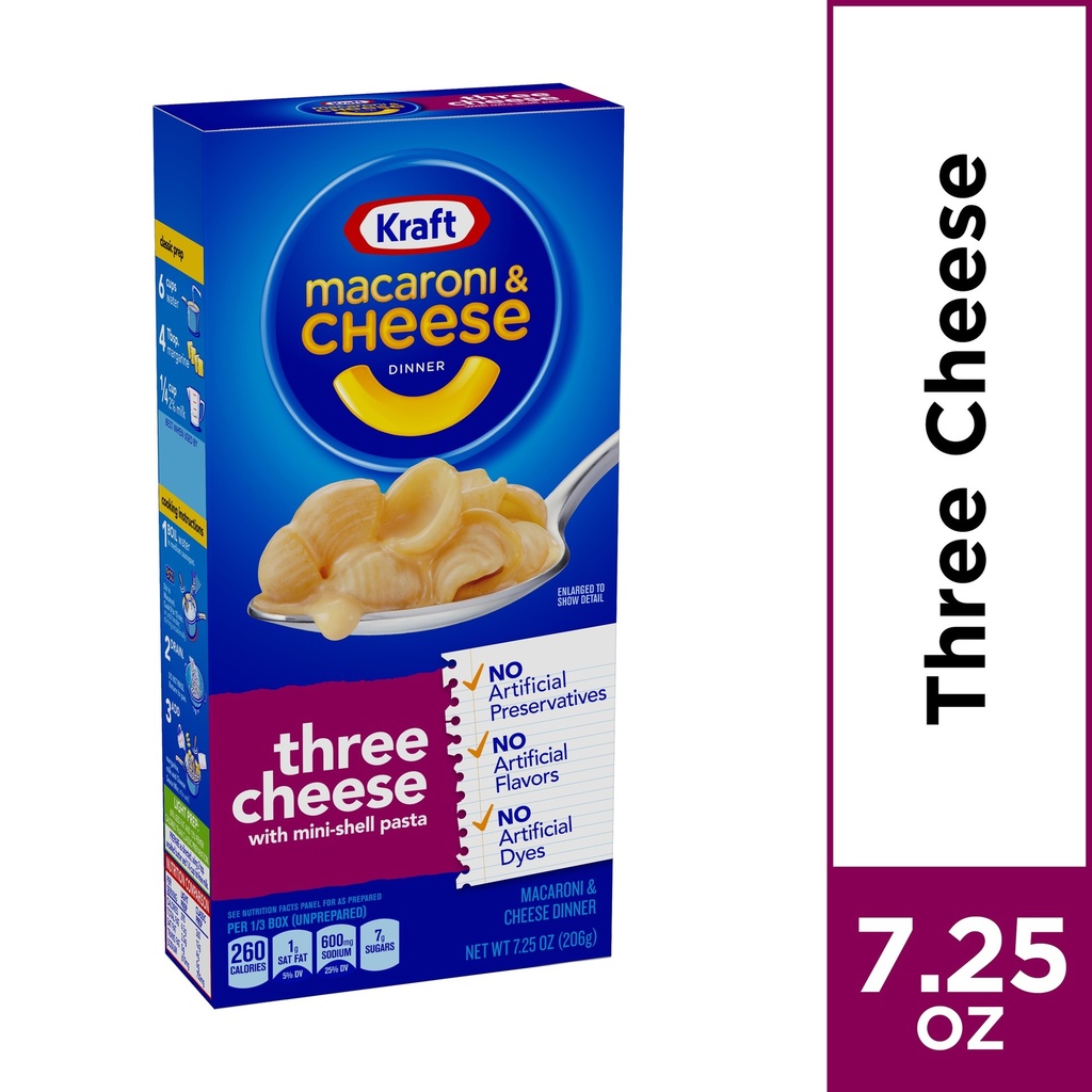 [021000653218] KRAFT MAC & CHEESE THREE CHEESY 7.25OZ
